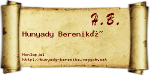 Hunyady Bereniké névjegykártya